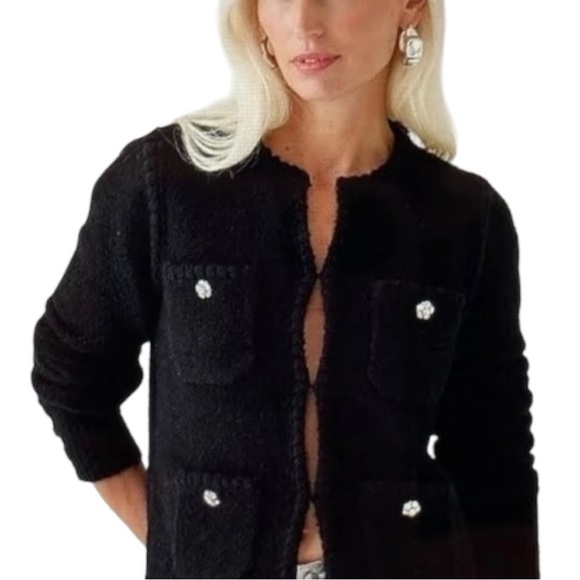 J Crew Odette Sweater Lady Jacket with Jeweled Buttons - Picture 3 of 4